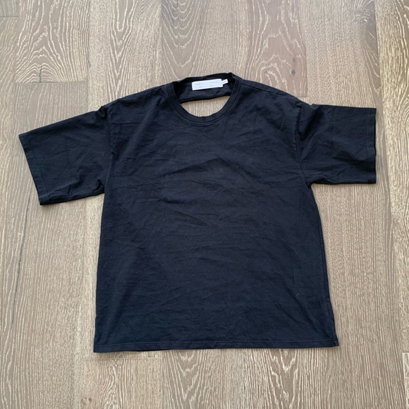 Proenza Schouler White Label black tee with circle cutout back